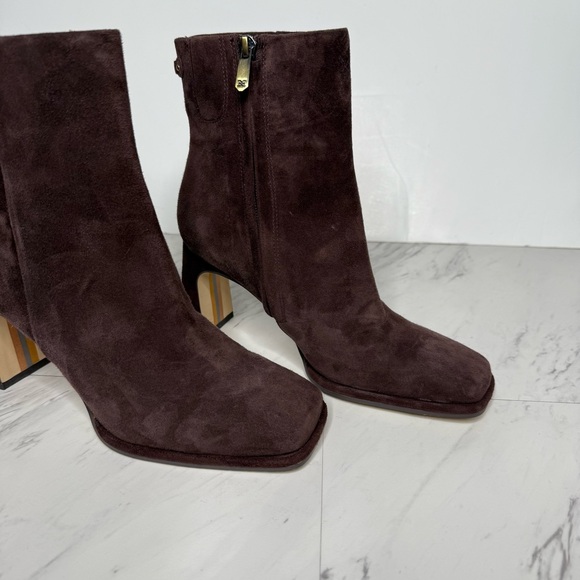 Sam Edelman Irie Brown Suede Square Toe Heeled Bootie 6 1/2 M - Picture 10 of 15